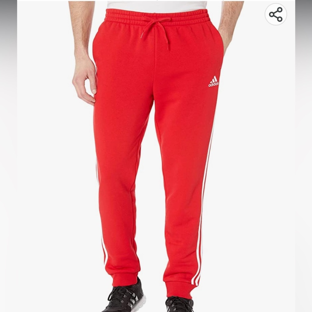Adidas men tapered leg regular fit jogger fleece pant size M